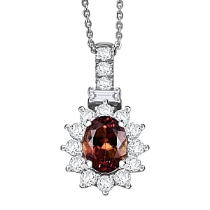 D'Joy Premium Byzantine Tourmaline and Luxuriant Lab Grown Diamond 2.10 ctw Timeless Halo Pendant Necklace 20 Inches in Rhodium Over Sterling Silver