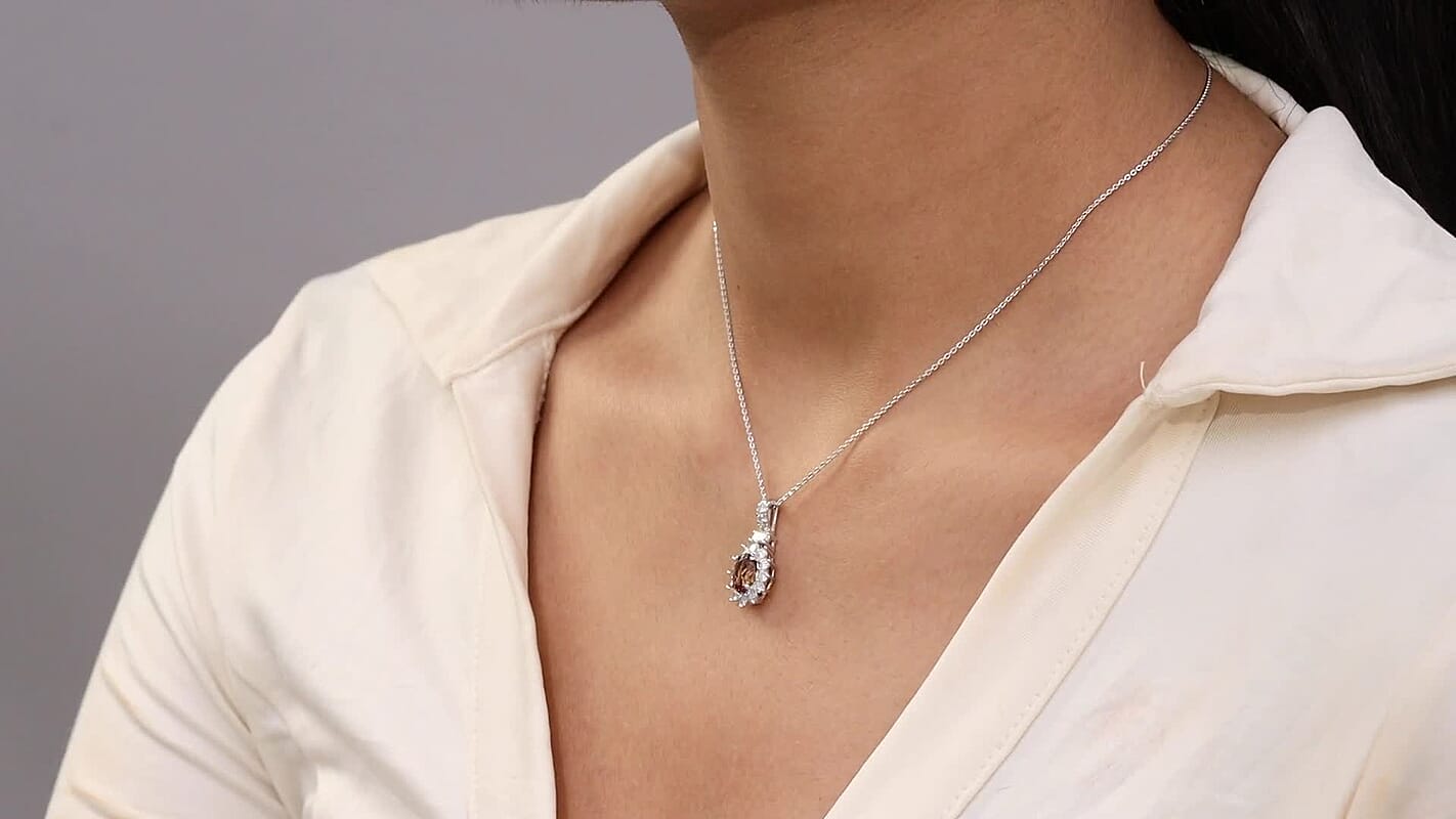 D'Joy Premium Byzantine Tourmaline and Luxuriant Lab Grown Diamond 2.10 ctw Timeless Halo Pendant Necklace 20 Inches in Rhodium Over Sterling Silver