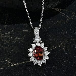 D'Joy Premium Byzantine Tourmaline and Luxuriant Lab Grown Diamond 2.10 ctw Timeless Halo Pendant Necklace 20 Inches in Rhodium Over Sterling Silver