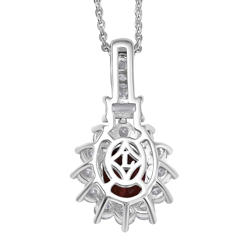 D'Joy Premium Byzantine Tourmaline and Luxuriant Lab Grown Diamond 2.10 ctw Timeless Halo Pendant Necklace 20 Inches in Rhodium Over Sterling Silver