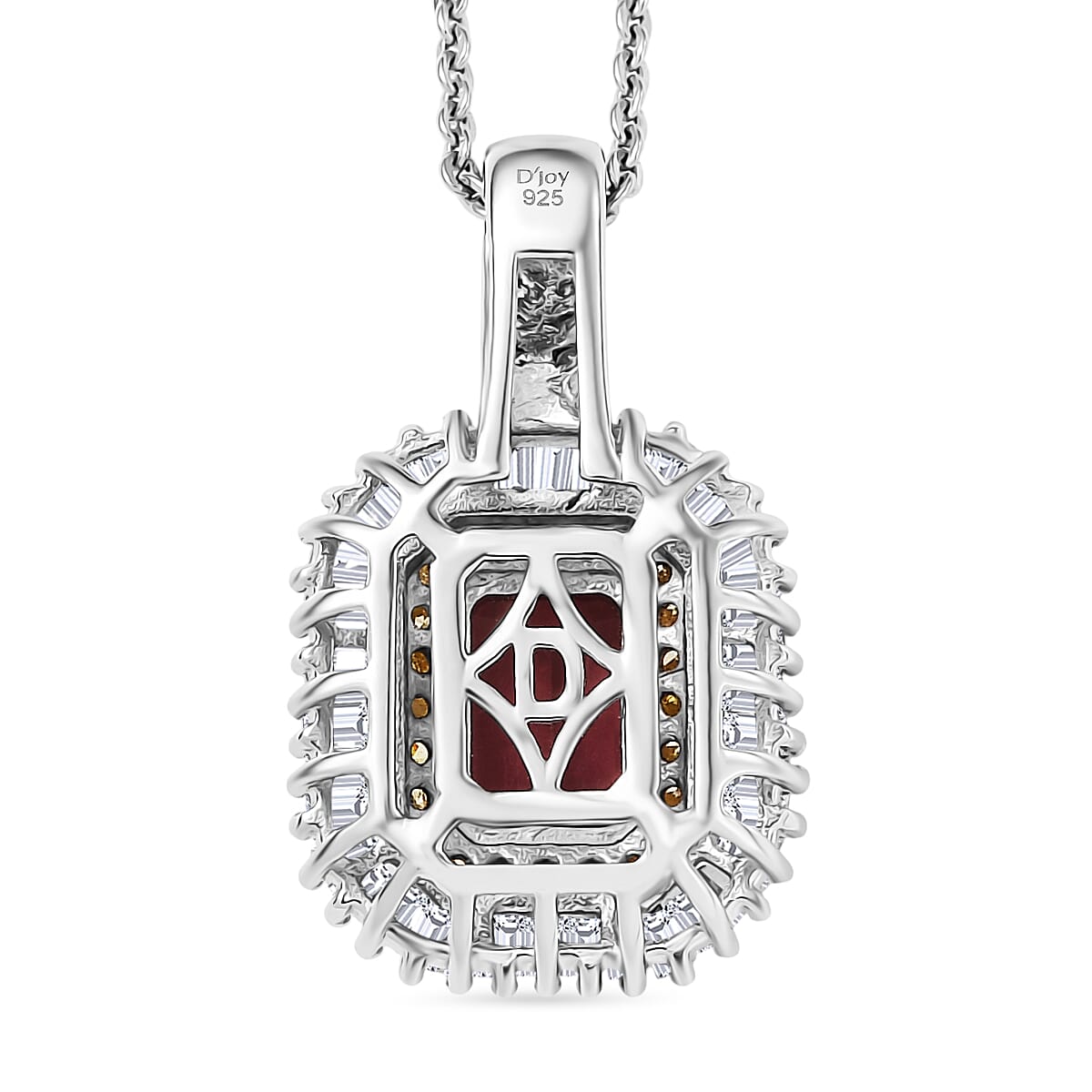 D'Joy Premium Byzantine Tourmaline, Natural Yellow and White Diamond 1.60 ctw Sunburst Halo Pendant Necklace 20 Inches in 18K Vermeil YG and Rhodium Over Sterling Silver image number 4