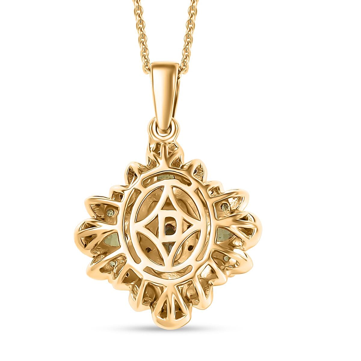 D'Joy Premium Ambanja Demantoid Garnet and Moissanite 2.10 ctw Verdant Empress Pendant Necklace in 18K Vermeil Yellow Gold Over Sterling Silver 20 Inches image number 4