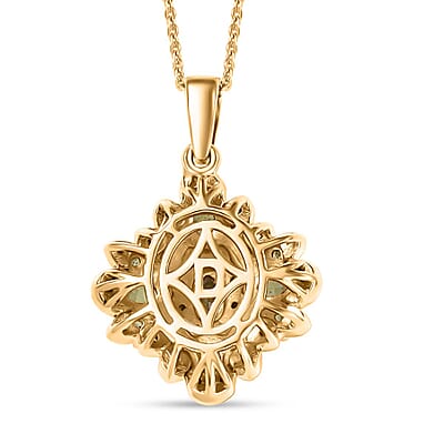 D'Joy Premium Ambanja Demantoid Garnet and Moissanite 2.10 ctw Verdant Empress Pendant Necklace in 18K Vermeil Yellow Gold Over Sterling Silver 20 Inches