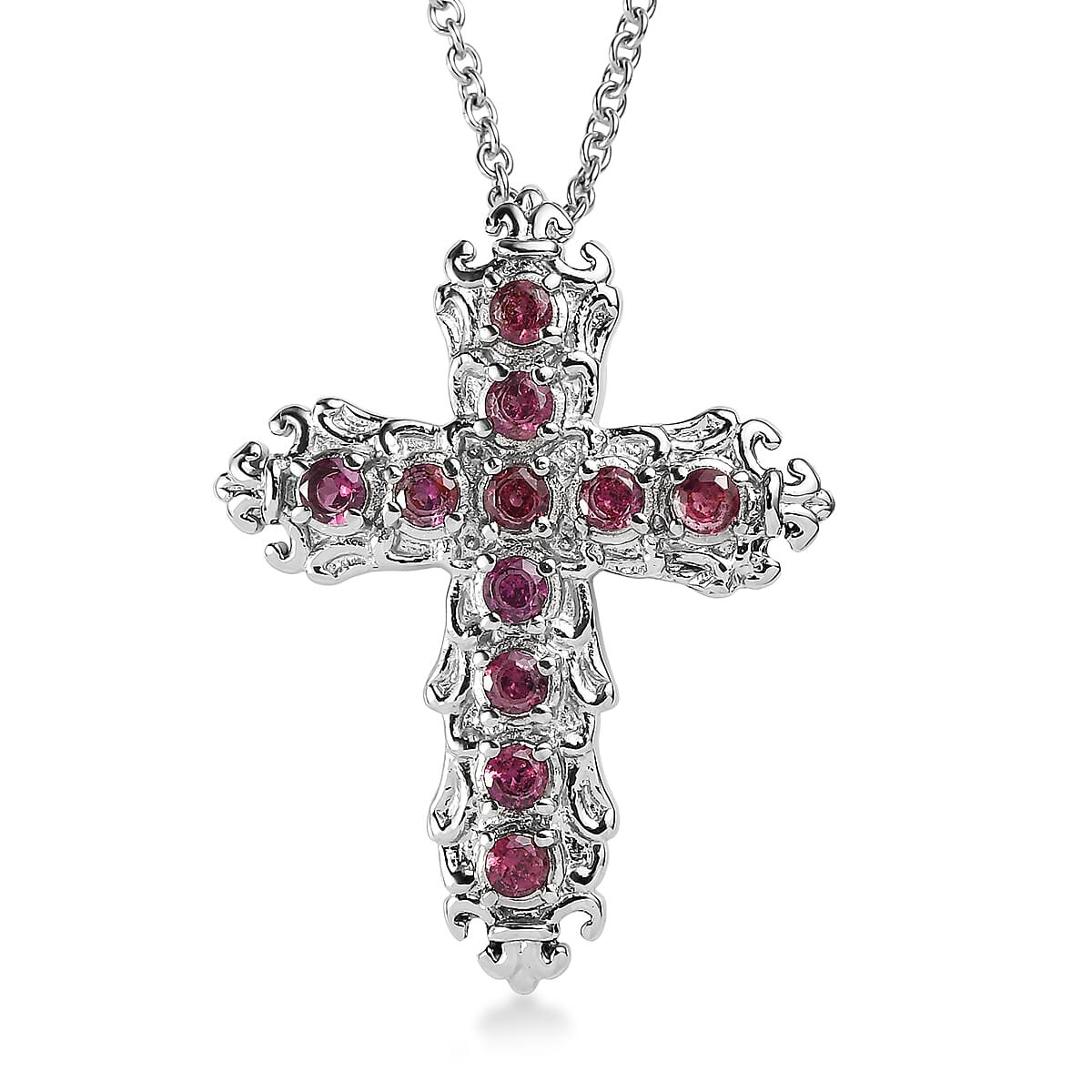 EverTrue Orissa Rhodolite Garnet 1.25 ctw Pendant Necklace in Stainless Steel 20 Inches image number 0