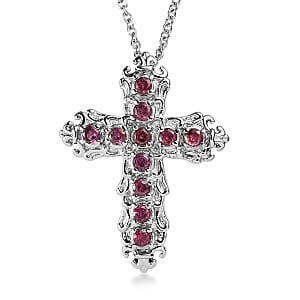 EverTrue Orissa Rhodolite Garnet 1.25 ctw Pendant Necklace in Stainless Steel 20 Inches