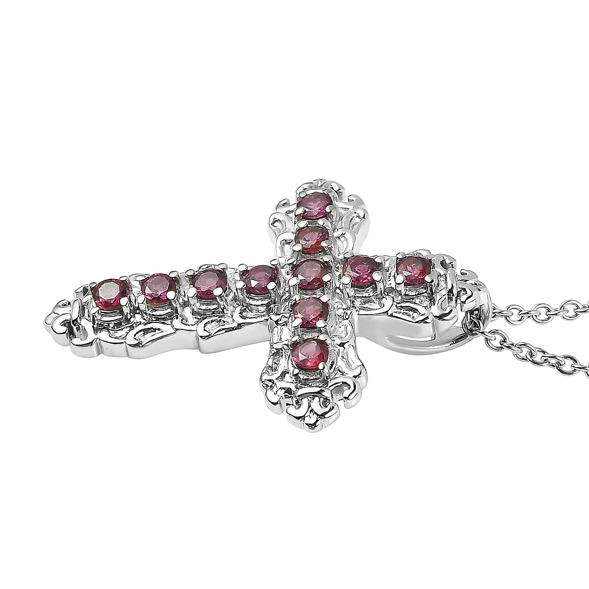 EverTrue Orissa Rhodolite Garnet 1.25 ctw Pendant Necklace in Stainless Steel 20 Inches image number 3