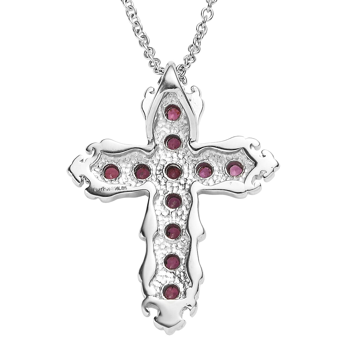 EverTrue Orissa Rhodolite Garnet 1.25 ctw Pendant Necklace in Stainless Steel 20 Inches image number 4