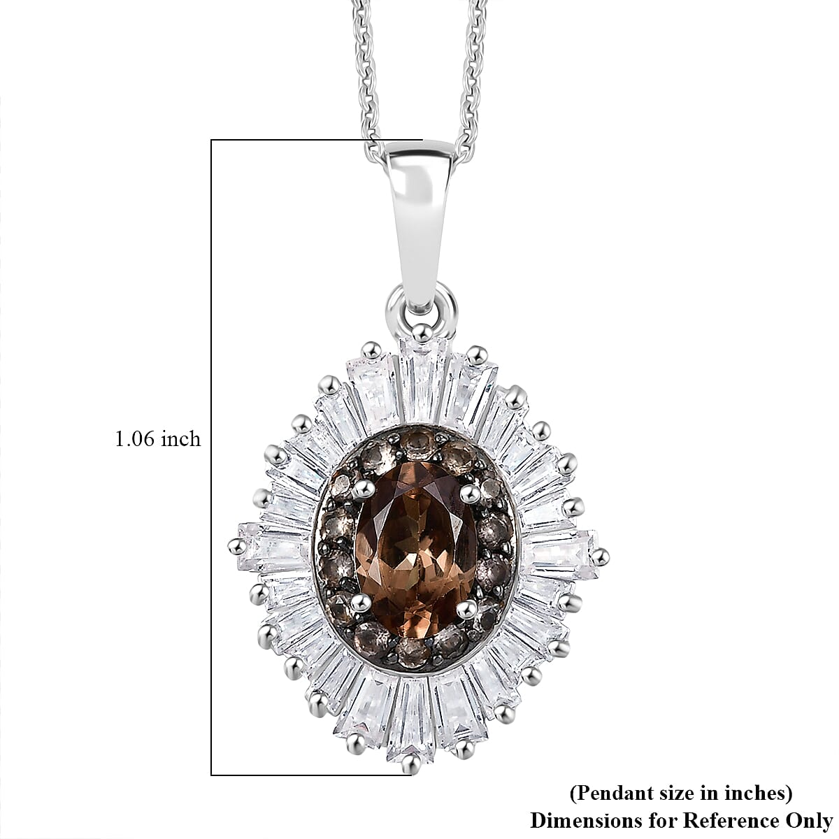 D'Joy Madagascar Color Change Garnet and Moissanite 3.50 ctw Starburst Elegance Pendant Necklace in Rhodium Over Sterling Silver 20 Inches