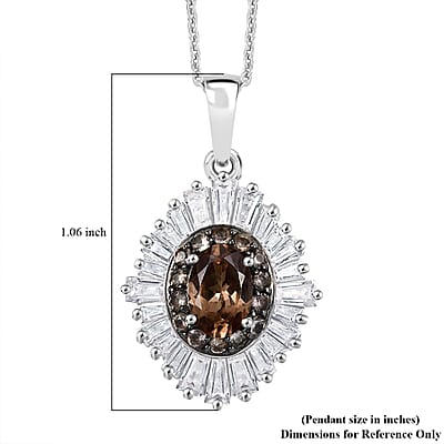 D'Joy Madagascar Color Change Garnet and Moissanite 3.50 ctw Starburst Elegance Pendant Necklace in Rhodium Over Sterling Silver 20 Inches