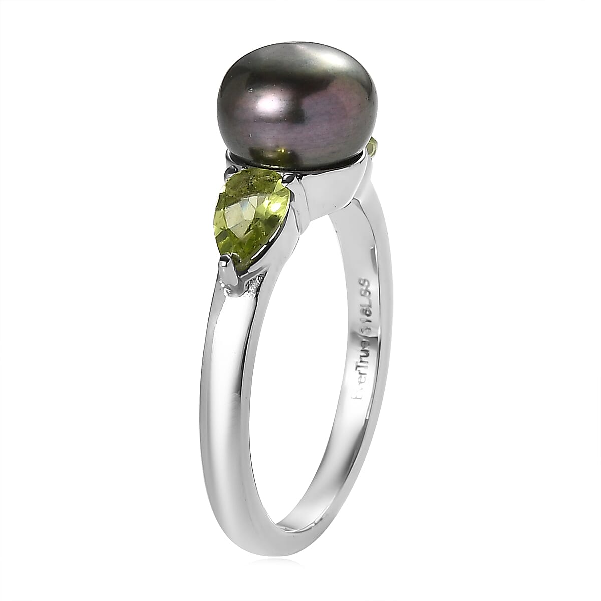 3 Piece Set - EverTrue Peacock Freshwater Pearl and Hebei Peridot 2.10 ctw Earrings, Ring (Size 7) and Pendant in Stainless Steel Necklace 20 Inches image number 3