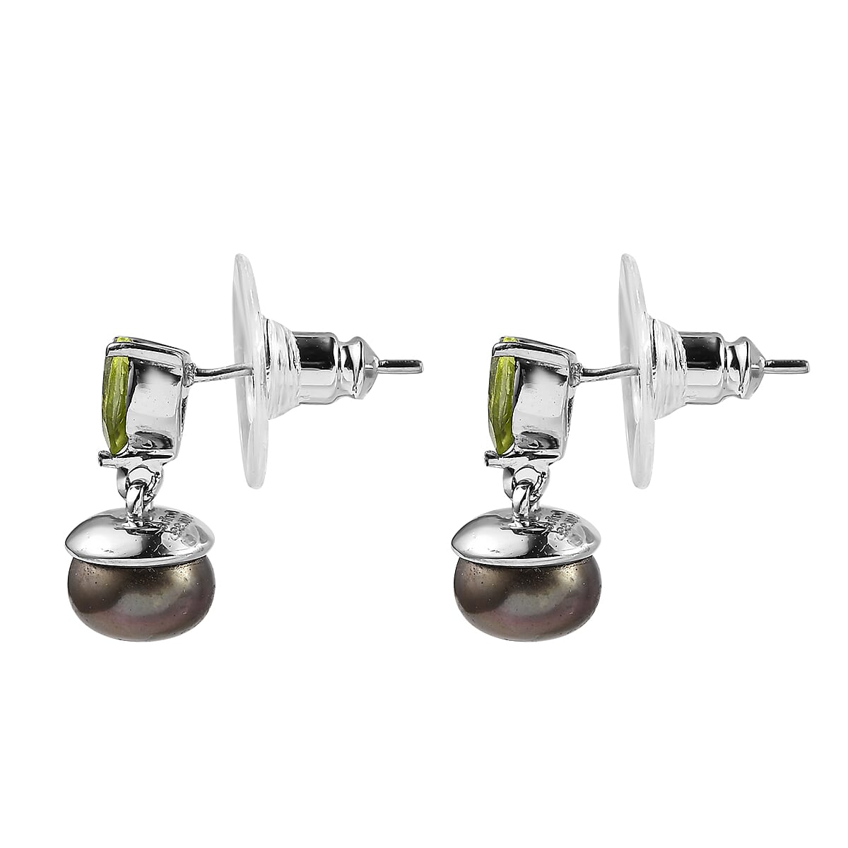 3 Piece Set - EverTrue Peacock Freshwater Pearl and Hebei Peridot 2.10 ctw Earrings, Ring (Size 7) and Pendant in Stainless Steel Necklace 20 Inches image number 9