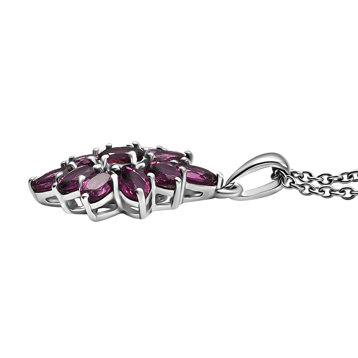 EverTrue Orissa Rhodolite Garnet 3.35 ctw Pendant in Platinum Bond with Stainless Steel Necklace 20 Inches image number 3