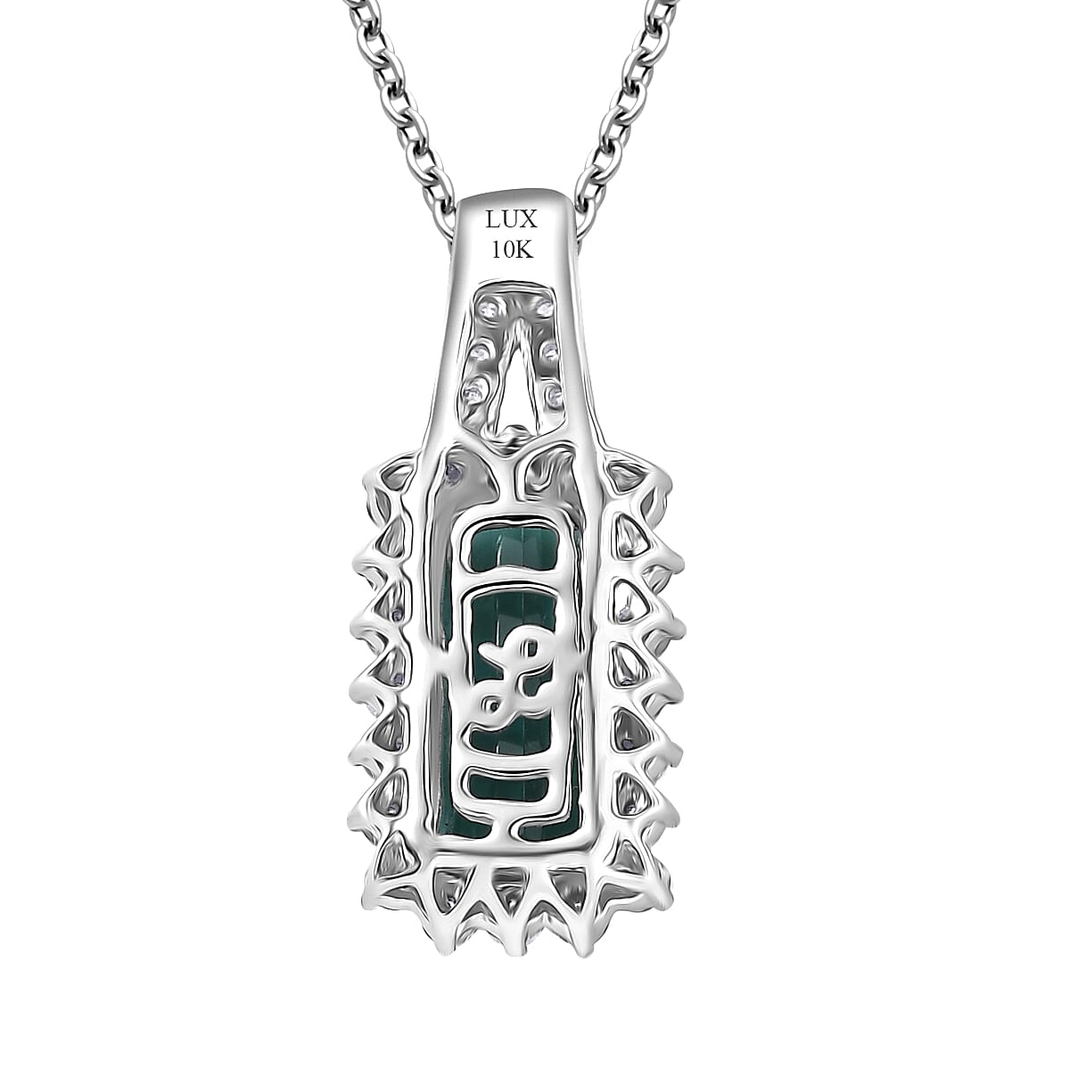 Certified & Appraised Luxoro AAA Monte Belo Indicolite and I2 Diamond 1.51 ctw Pendant Necklace in 10K White Gold 20 Inches image number 4