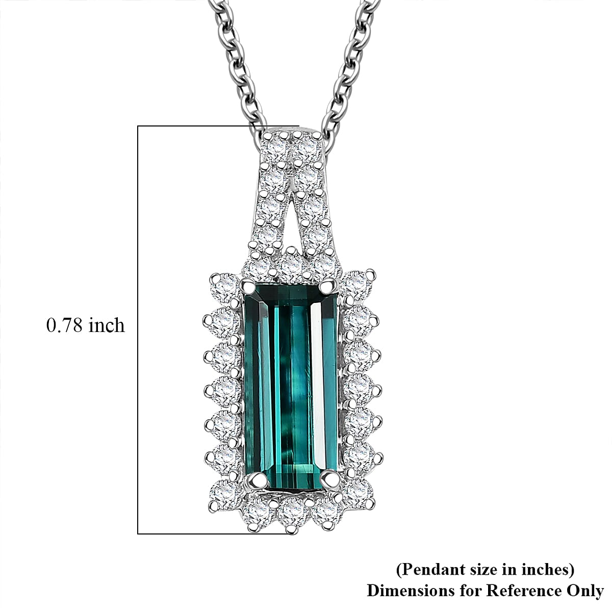 Certified & Appraised Luxoro AAA Monte Belo Indicolite and I2 Diamond 1.51 ctw Pendant Necklace in 10K White Gold 20 Inches image number 5