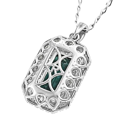 Certified & Appraised Rhapsody AAAA Monte Belo Indicolite and E-F VS Diamond 3.05 ctw Pendant Necklace in 950 Platinum 20 Inches