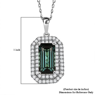 Certified & Appraised Rhapsody AAAA Monte Belo Indicolite and E-F VS Diamond 3.05 ctw Pendant Necklace in 950 Platinum 20 Inches