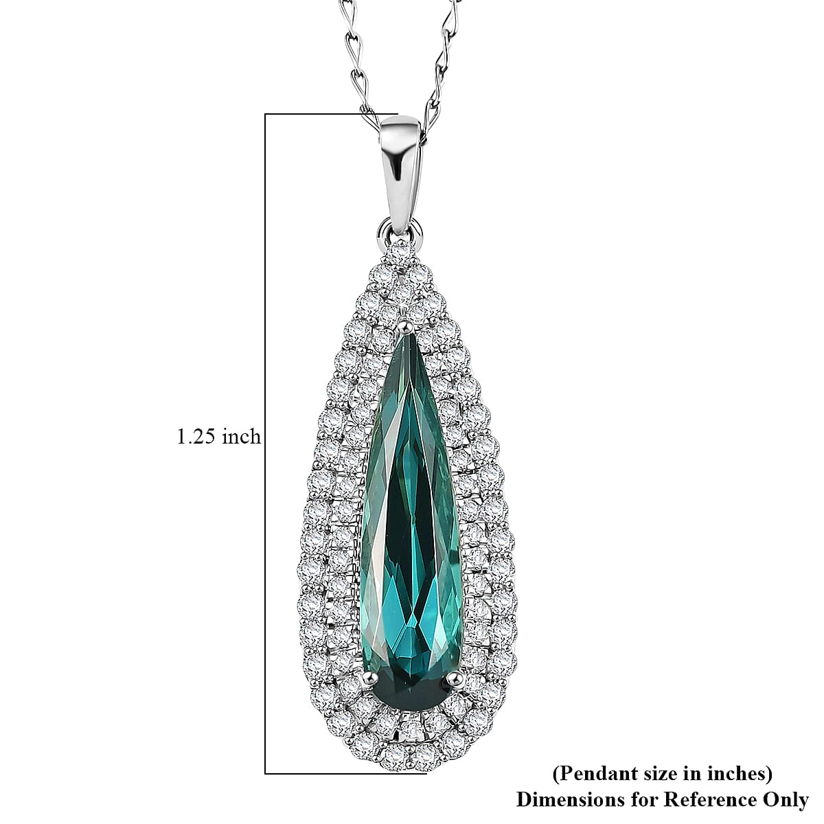 Certified & Appraised Rhapsody AAAA Monte Belo Indicolite and E-F VS Diamond 3.39 ctw Pendant Necklace in 950 Platinum 20 Inches 6.50 Grams image number 5