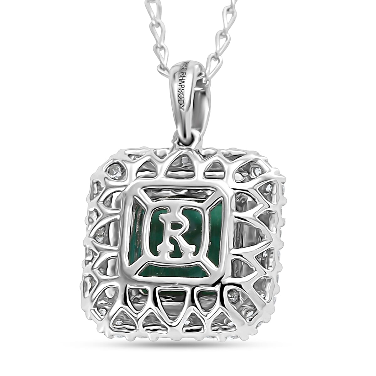 Certified & Appraised Rhapsody 950 Platinum AAAA Monte Belo Indicolite and E-F VS Diamond 3.25 ctw Pendant Necklace 20 Inches image number 4