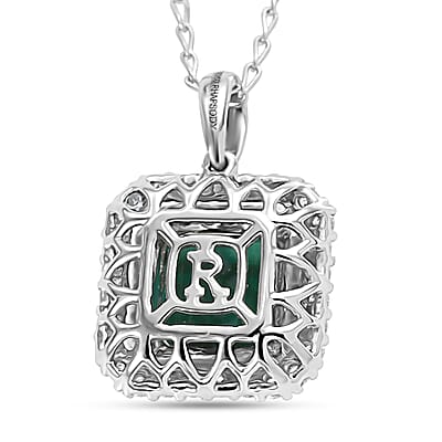 Certified & Appraised Rhapsody 950 Platinum AAAA Monte Belo Indicolite and E-F VS Diamond 3.25 ctw Pendant Necklace 20 Inches