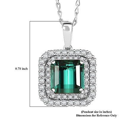 Certified & Appraised Rhapsody 950 Platinum AAAA Monte Belo Indicolite and E-F VS Diamond 3.25 ctw Pendant Necklace 20 Inches