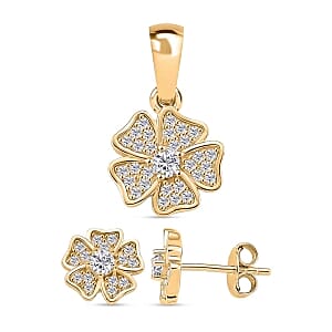 Moissanite 0.58 ctw Pendant and Earrings in 14K YG Over Sterling Silver