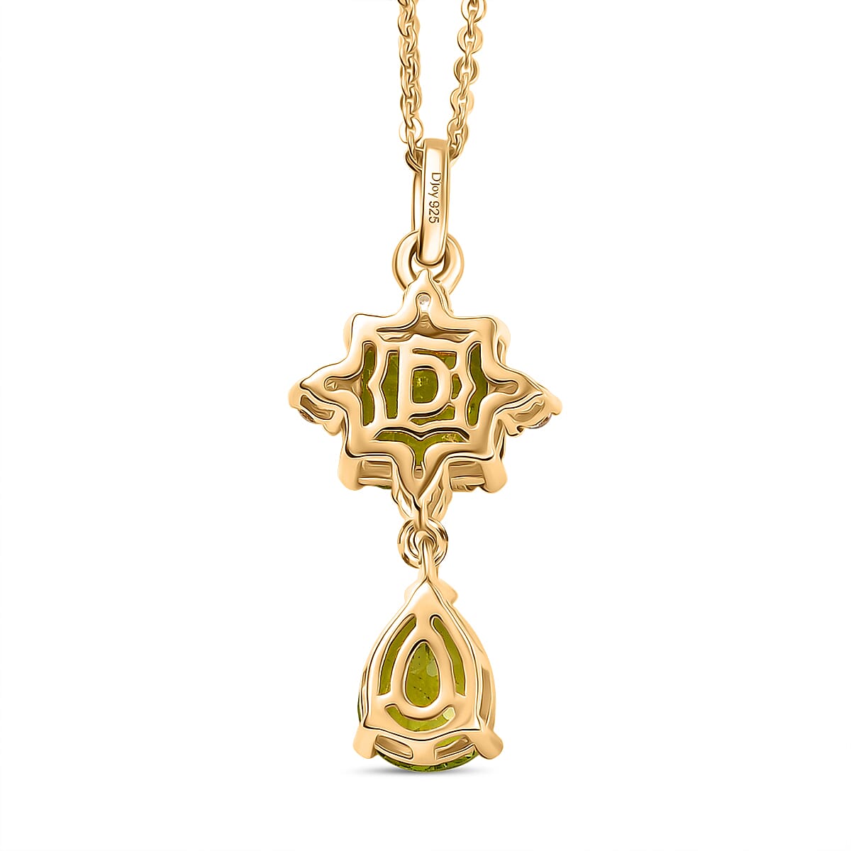 D'Joy Premium Peridot and White Zircon 2.85 ctw Pendant Necklace 20 Inches in Sterling Silver image number 4