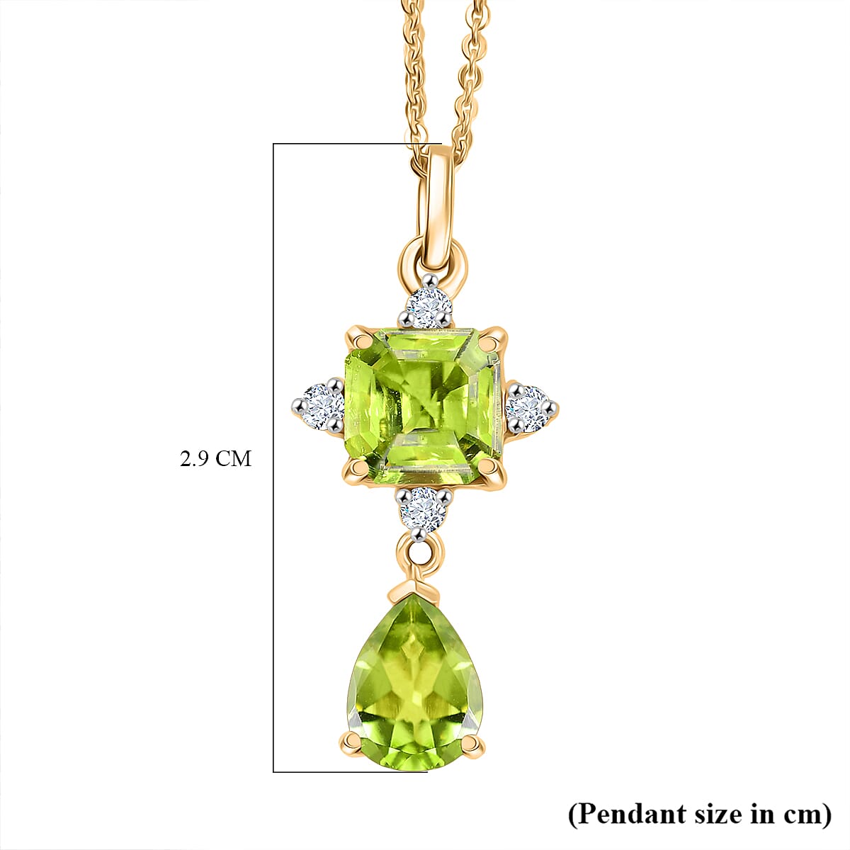 D'Joy Premium Peridot and White Zircon 2.85 ctw Pendant Necklace 20 Inches in Sterling Silver image number 6