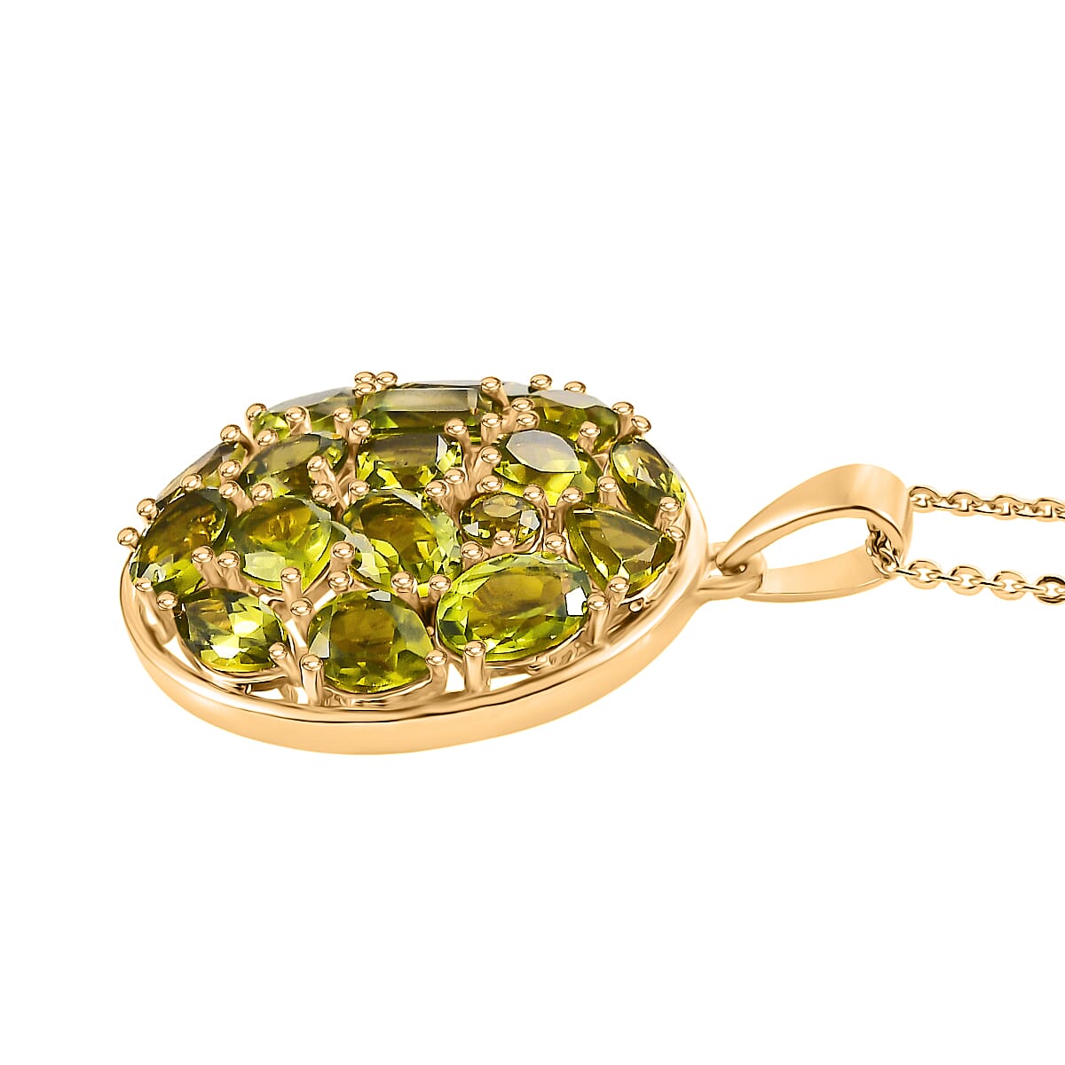 D'Joy Premium Peridot 5.65 ctw Pendant Necklace 20 Inches in 18K Vermeil Yellow Gold Sterling Silver 5.65 ctw image number 3