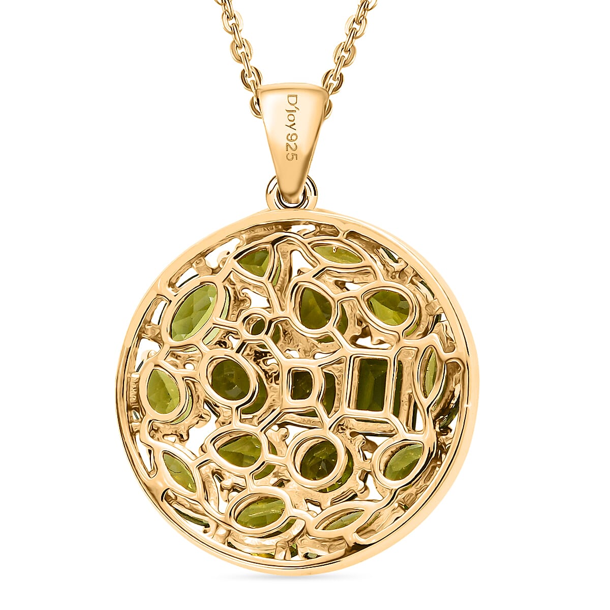 D'Joy Premium Peridot 5.65 ctw Pendant Necklace 20 Inches in 18K Vermeil Yellow Gold Sterling Silver 5.65 ctw image number 4