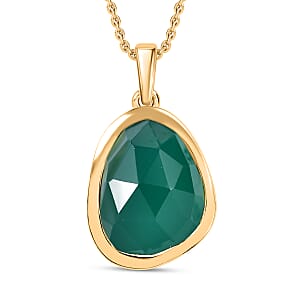D'Joy Green Onyx 8.50 ctw Pendant Necklace in 18K Vermeil Yellow Gold Over Sterling Silver 20 Inches 