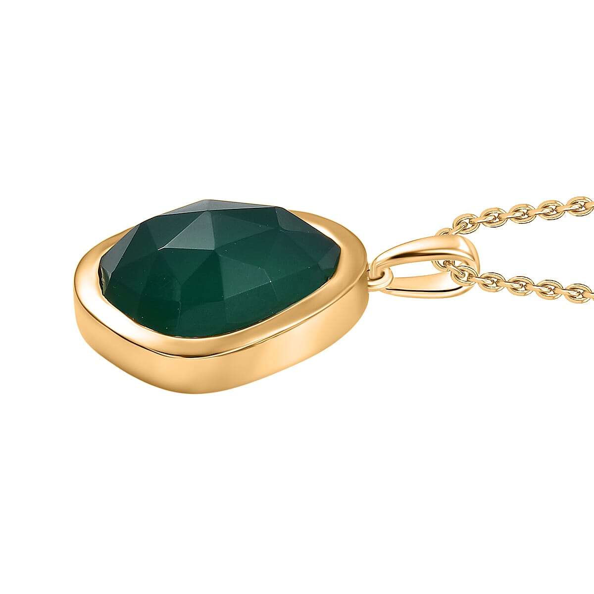 D'Joy Green Onyx 8.50 ctw Pendant Necklace in 18K Vermeil Yellow Gold Over Sterling Silver 20 Inches 