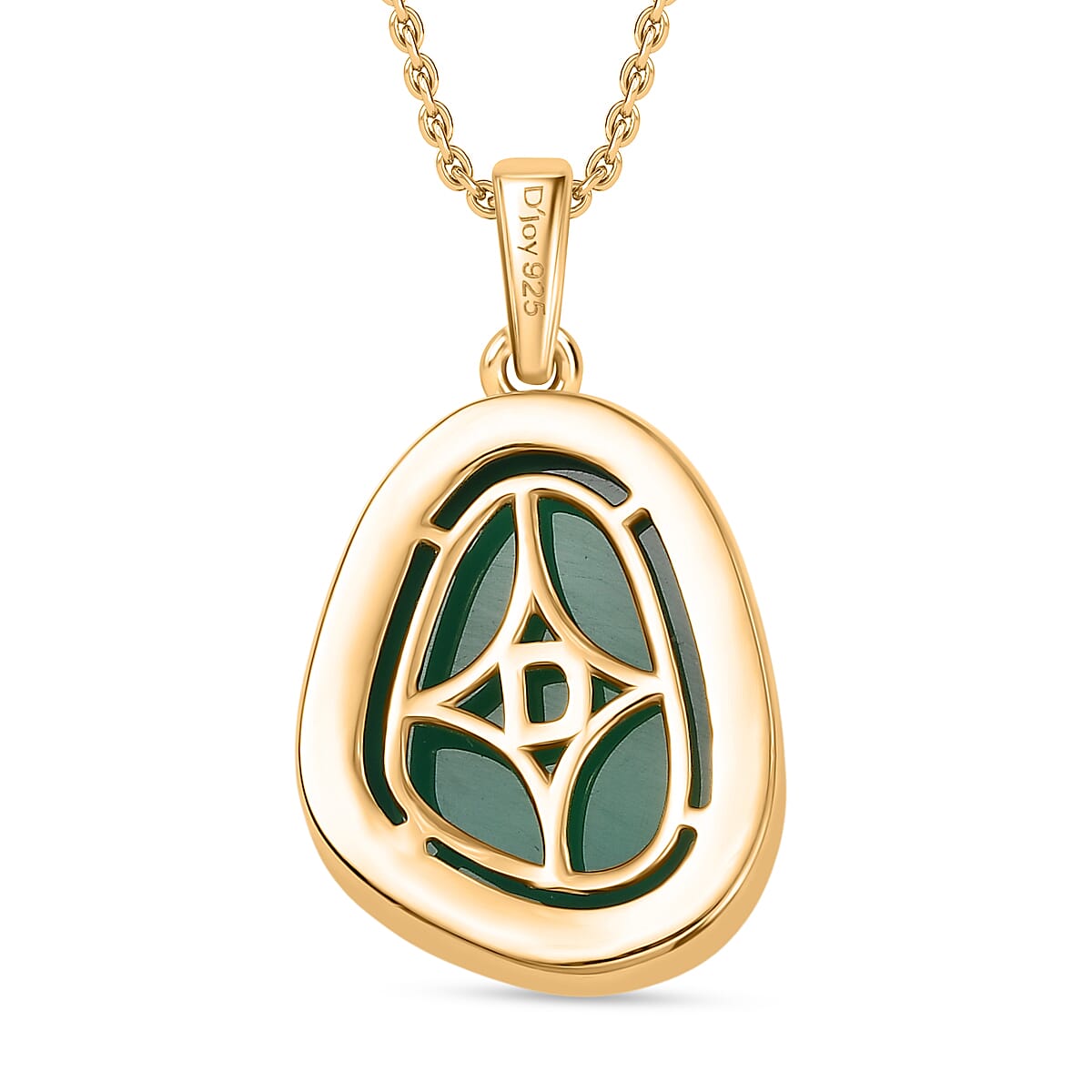 D'Joy Green Onyx 8.50 ctw Pendant Necklace in 18K Vermeil Yellow Gold Over Sterling Silver 20 Inches 