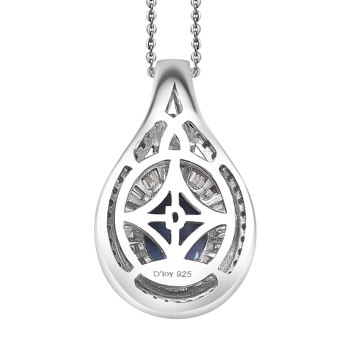D'Joy Tanzanite, Natural Champagne and White Diamond 1.65 ctw Pendant Necklace in Rhodium Over Sterling Silver 20 Inches image number 4