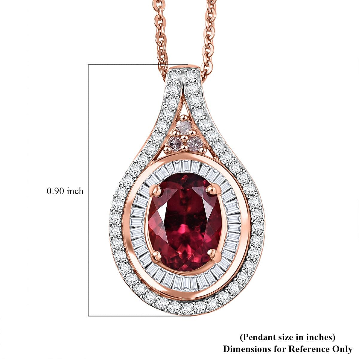 D'Joy Ouro Fino Rubellite, Natural Pink and White Diamond 1.80 ctw Celestial Pendant Necklace in 18K Vermeil Rose Gold Over Sterling Silver 20 Inches image number 5