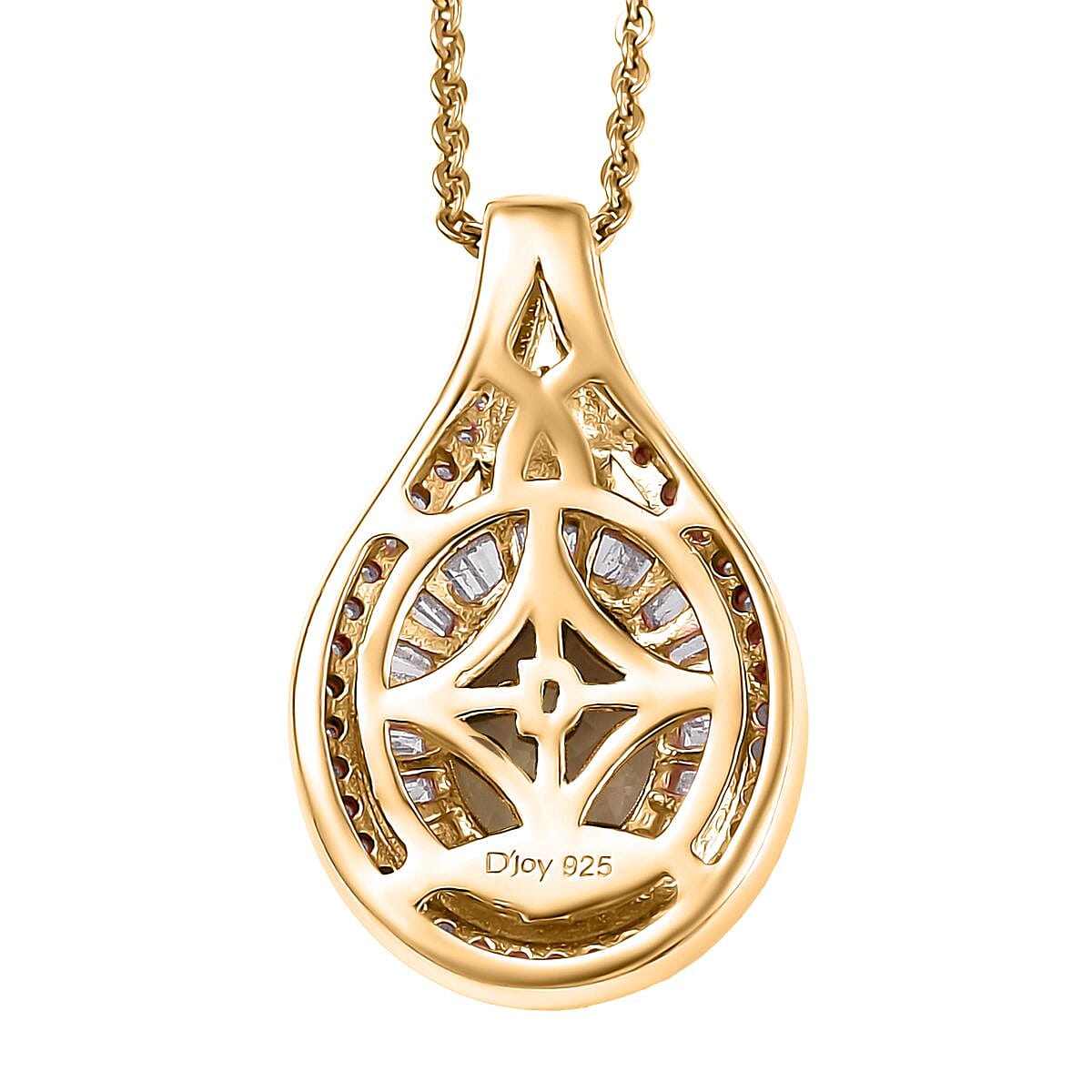 D'Joy Turkizite, Yellow and White Diamond 1.90 ctw Pendant Necklace in 18K Vermeil Yellow Gold Over Sterling Silver 20 Inches image number 4