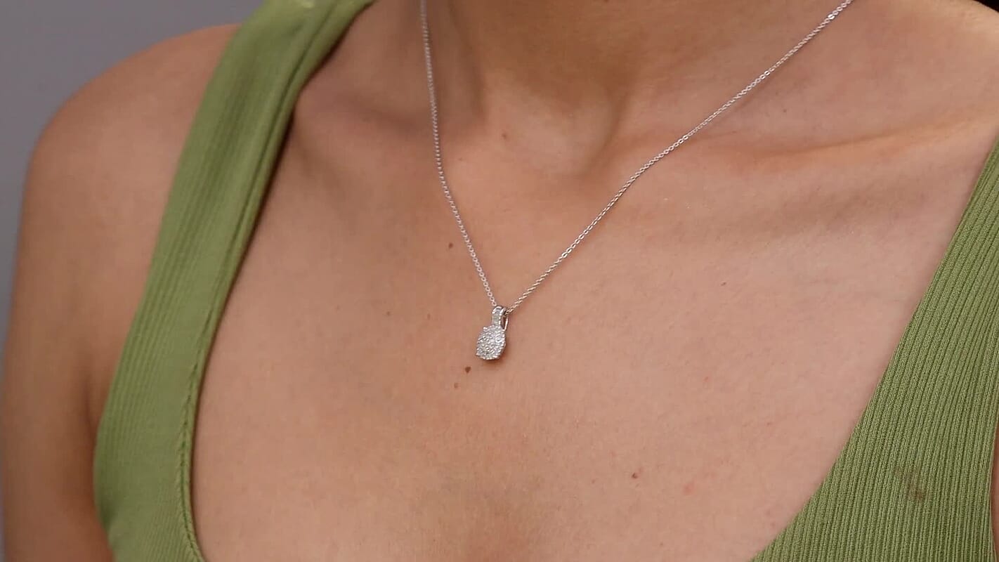 D'Joy Diamond 0.33 ctw Pendant Necklace in Rhodium Over Sterling Silver 20 Inches