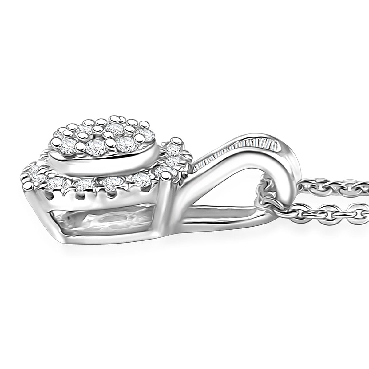 D'Joy Diamond 0.33 ctw Art Deco Pendant Necklace in Rhodium Over Sterling Silver 20 Inches image number 3