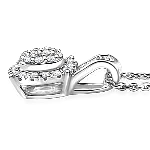 D'Joy Diamond 0.33 ctw Art Deco Pendant Necklace in Rhodium Over Sterling Silver 20 Inches