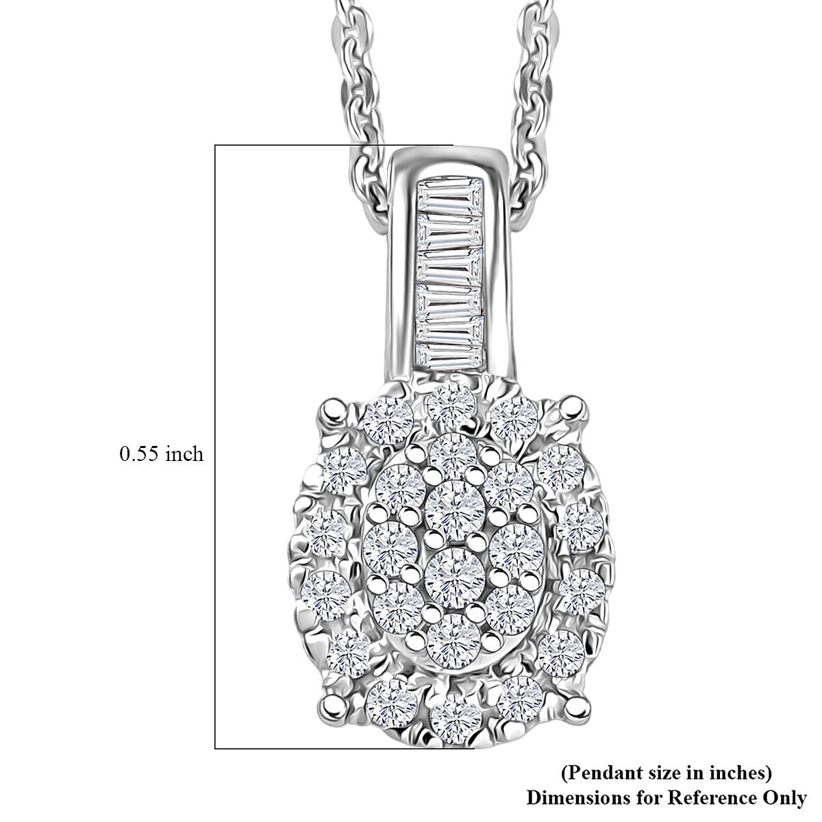 D'Joy Diamond 0.33 ctw Art Deco Pendant Necklace in Rhodium Over Sterling Silver 20 Inches image number 5