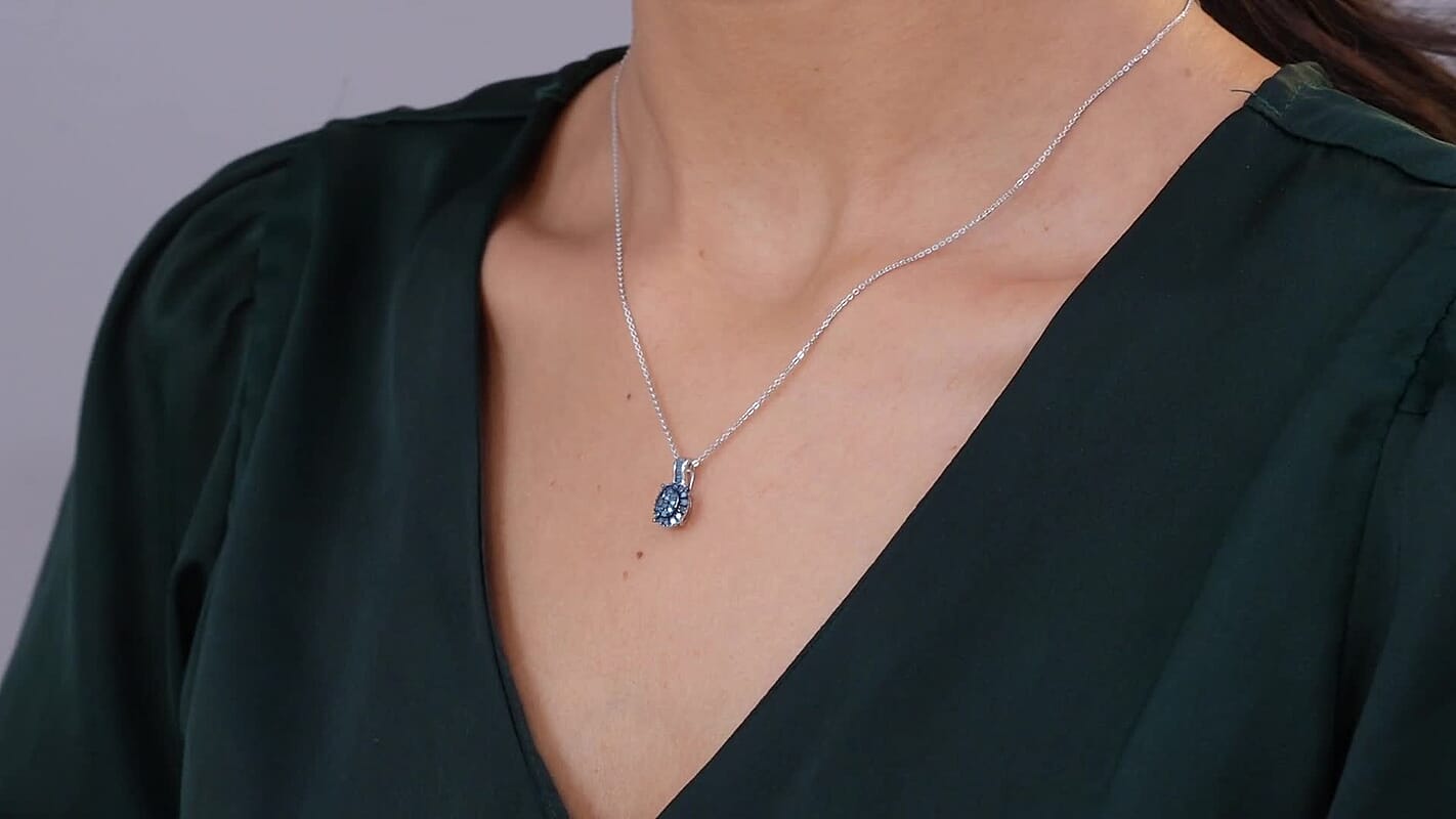 D'Joy Diamond 0.33 ctw Pendant Necklace in Rhodium Over Sterling Silver 20 Inches