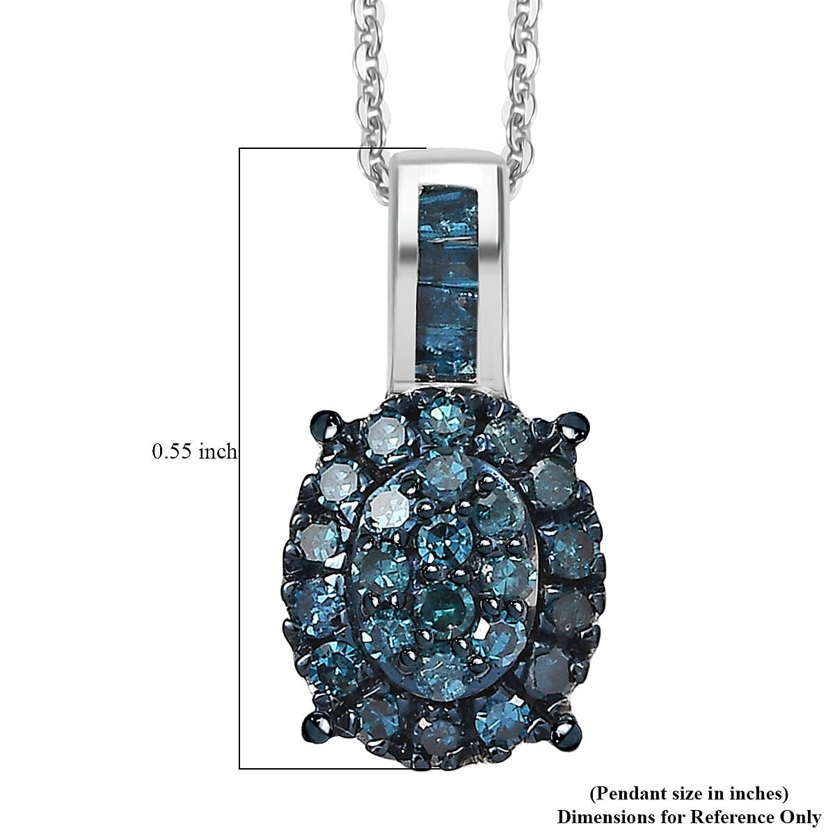 D'Joy Blue Diamond 0.33 ctw Starlit Grace Pendant Necklace in Rhodium Over Sterling Silver 20 Inches