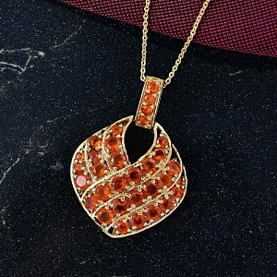 D'Joy Fire Opal 2.05 ctw Pendant Necklace (20 Inches) in 18K Vermeil Yellow Gold Over Sterling Silver