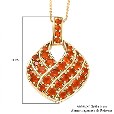 D'Joy Fire Opal 2.05 ctw Pendant Necklace (20 Inches) in 18K Vermeil Yellow Gold Over Sterling Silver