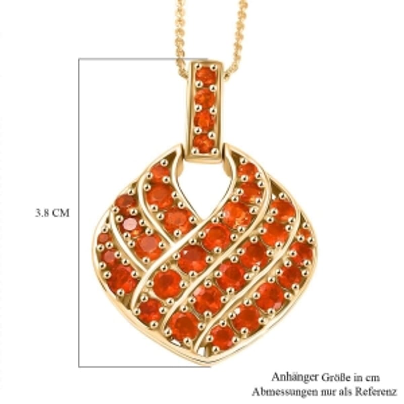 D'Joy Fire Opal 2.05 ctw Pendant Necklace (20 Inches) in 18K Vermeil Yellow Gold Over Sterling Silver