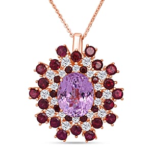 D'Joy AAA Patroke Kunzite and Multi Gemstone 11.50 ctw Blooming Radiance Pendant Necklace in 18K Vermeil Rose Gold Over Sterling Silver 20 Inches