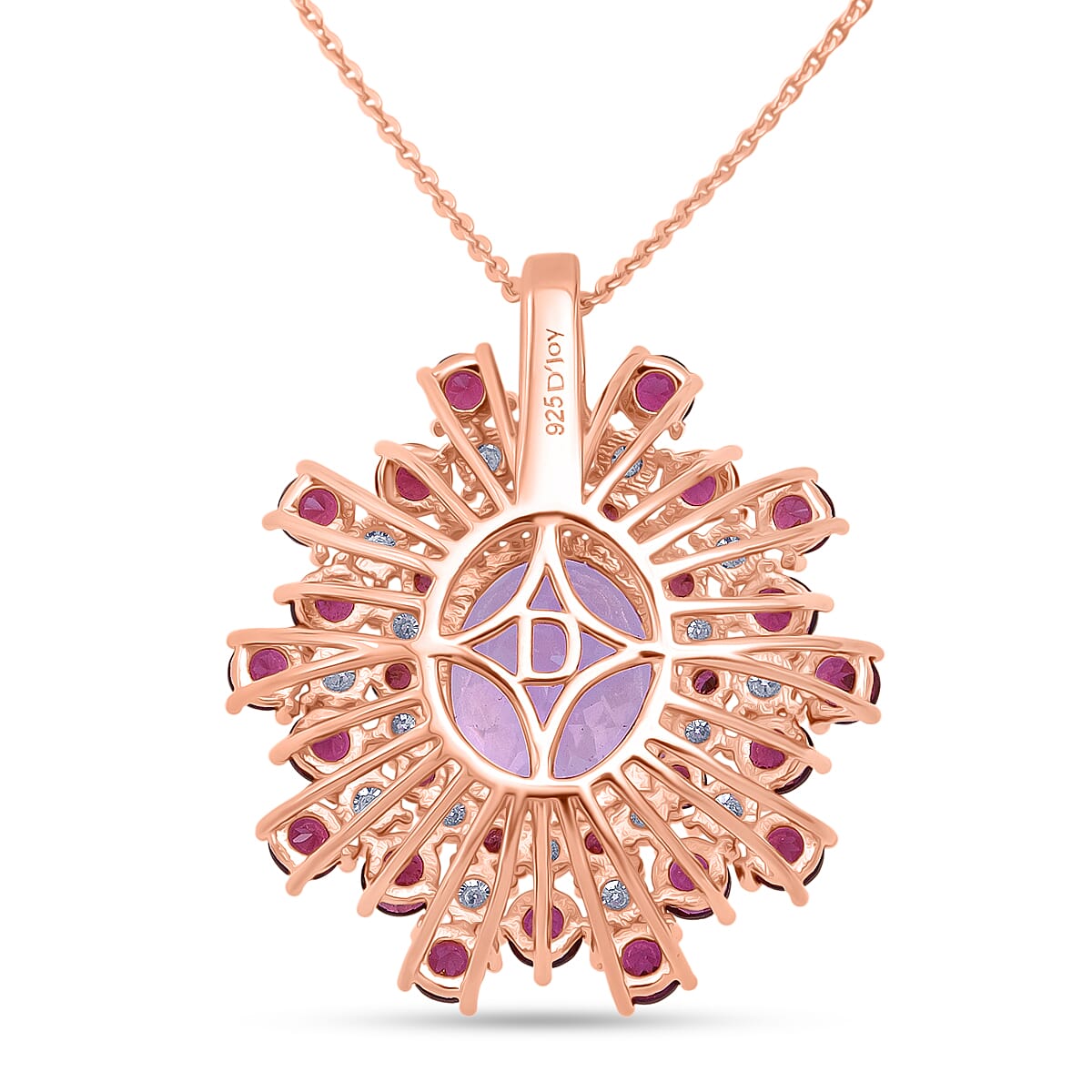 D'Joy AAA Patroke Kunzite and Multi Gemstone 11.50 ctw Blooming Radiance Pendant Necklace in 18K Vermeil Rose Gold Over Sterling Silver 20 Inches image number 4