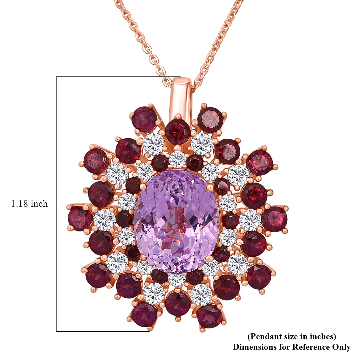 D'Joy AAA Patroke Kunzite and Multi Gemstone 11.50 ctw Blooming Radiance Pendant Necklace in 18K Vermeil Rose Gold Over Sterling Silver 20 Inches image number 6