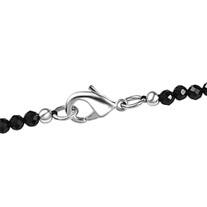 EverTrue Thai Black Spinel 78.90 ctw Ring (Size 11.00) and Pendant with Beaded Necklace 20 Inches in 18K YG Plated and Platinum Bond