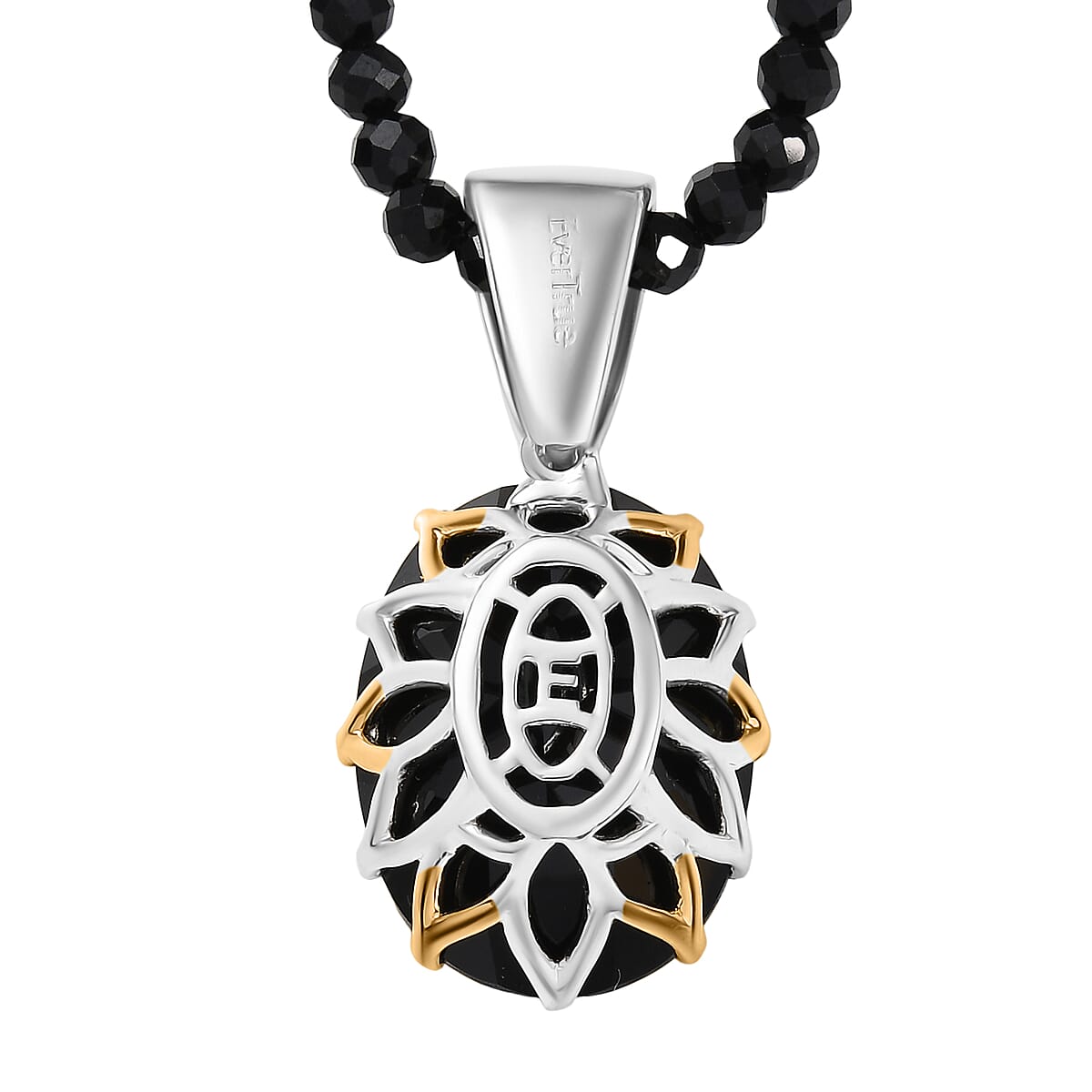 EverTrue Thai Black Spinel 78.90 ctw Ring (Size 11.00) and Pendant with Beaded Necklace 20 Inches in 18K YG Plated and Platinum Bond (Del. in 7-10 Days) image number 9