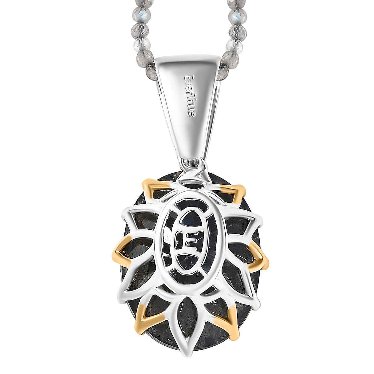 EverTrue Malagasy Labradorite 40.80 ctw Ring (Size 9.00) and Pendant with Beaded Necklace 18 Inches in 18K YG Plated and Platinum Bond image number 8